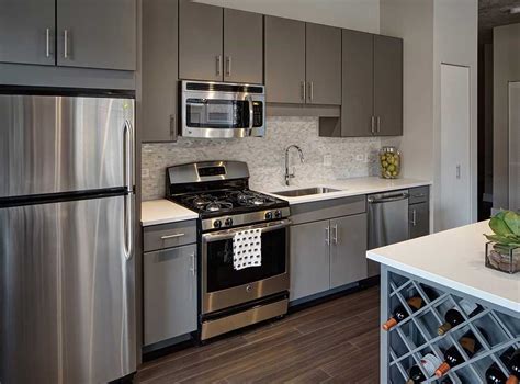 grey kithcen cabinets and stainleses steel fixtures|gray kitchen cabinets houston.